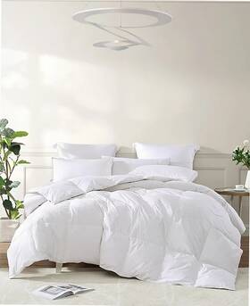 Royal 788904047955 Luxe All Season Warmth White Goose Feather And Down Fiber Comforter Twin