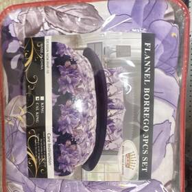Noemhf-10 Royal Home Fashion Flannel Borrego Floral Comforter Set King/cal King Purple