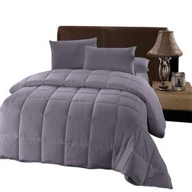 Royal Hotel Bedding 825624527760 Plush Down Alternative Comforter Queen - Gray Duvet Insert With Corner Tabs