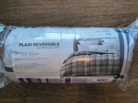 Royal Luxe 788904046613 Twin Platinum Plaid Reversible Comforter