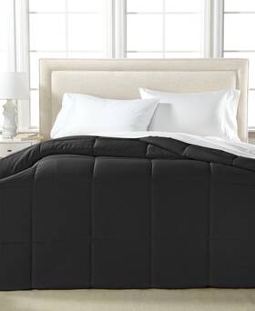 Royal Luxe 788904113223 Black Reversible Down Alternative Comforter Full Queen