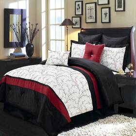 Atlantis-red-12pc-bib Royal Tradition 8pc Bedding Set- Stylish Atlantis Comforter With Sheet Set