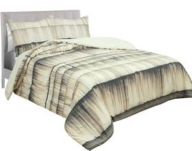 Royale Linens 011342271010 Nikki Chu Ultra-soft Stria Stripe Comforter And Sham Set Full/queen Natural