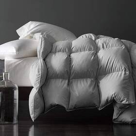 Royoliving 778957840221 Premium Feathers Down Comforter King Size All Season Gray 100% Cotton Cover G