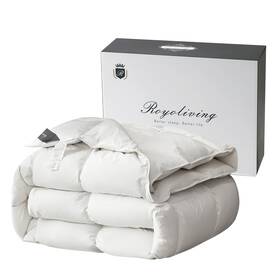 Royob-001 Royoliving Luxurious Down Duvet Insert Feather King Size White Heavyweight Thickened 100