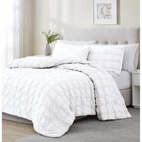 Cme13797q Rt Designers Collection Ramallah Eliza Seersucker Comforter Set - 4-piece Queen 86x86 Inch White