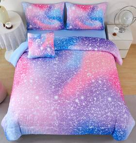 Rn2753 Rynghipy 6pcs Girls Bedding Set Twin Size Colorful Rainbow Comforter For Kids Teen