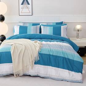 Rynghipy-8pc-qn-teal Rynghipy 8pc Queen Comforter Set Teal Grey All Season Boys Men Soft Bedroom