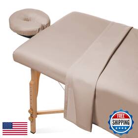 B0b1jmntjd Saloniture 3-piece Microfiber Massage Table Sheet Set Facial Bed Cover Sand Brow