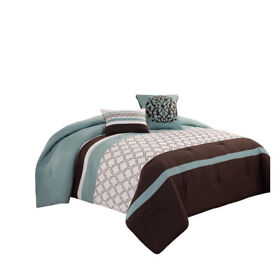 Bm225203 Saltoro Sherpi Quatrefoil King Size 8 Piece Fabric Comforter Set Brown
