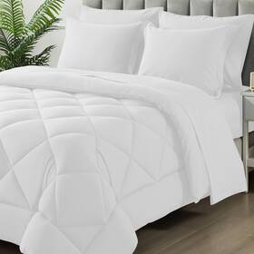 7jt-wh-k Samebed King Size 7-piece Bedding Set Soft Quilted Lightweight Comforter And Sheets