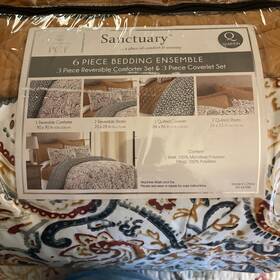 Sanctuary 645470149004 Queen 6 Piece Bedding Ensemble Reversible Nip