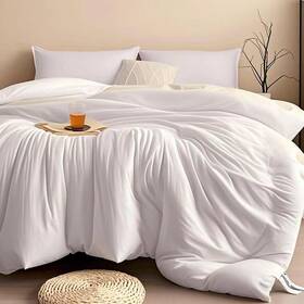 Sandyshow 445002146197 Sdiii 3pcs White Full Size Comforter Set With 2 Pillowcases Brushed Microfiber