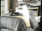 Savile Hampton Hill King Row Duvet Style 10 Piece Grey Plaid Comforter Set 675716428945