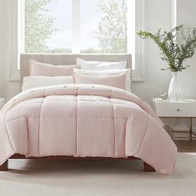 Serta 081806611713 Simply Clean Ultra Soft Hypoallergenic Solid 3 Piece Comforter Set King Blush