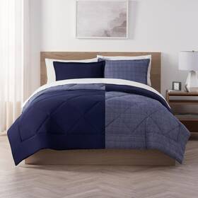 Serta 081806678747 Supersoft Cooling 3 Piece Reversible Comforter Set With Pillow Covers For All