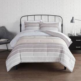 Serta 081806714605 Simply Clean Conrad Soft Modern Textured 3 Piece Striped Comforter Set With P