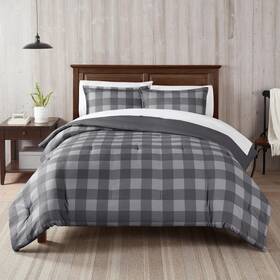 Serta 081806714773 Simply Clean Alex Soft Modern Buffalo Check Plaid 2 Piece Comforter Set With