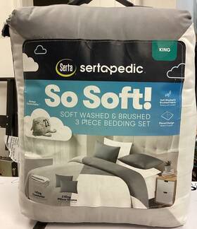 Serta 081806756193 Sertapedic So Soft Washed And Brushed 3 Pc. Bedding Set New