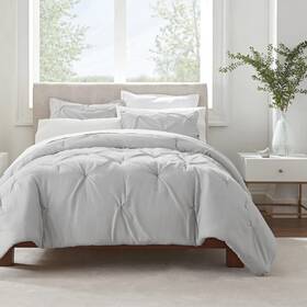 81450501 Serta Simply Clean Antimicrobial 2-piece Gray Solid Pleated Comforter Set Twin