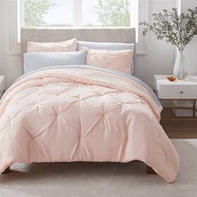 81450533 Serta Full/queen 3pc Simply Clean Pleated Duvet Set Blush -