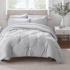 81450537 Serta Twin Xl 2pc Simply Clean Pleated Duvet Set Gray -