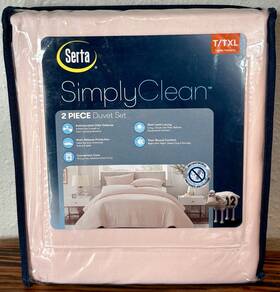 Ozt018ceqwht Serta Simply Clean Twin/twin Xl 2-piece Duvet-set Pink Bnip
