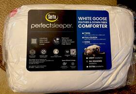 152429 Serta Sh025 Perfect Sleeper King Comforter White Goose Down Fiber Hypoallergenic