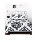 0725-84 Set Comforter White Damask Reversible Noir Black Classic