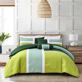 Mgdskgr7k Shatex Comforter Set 103 Inch X 90 King Novelty Polyestermicrofiber Green 7-pcs