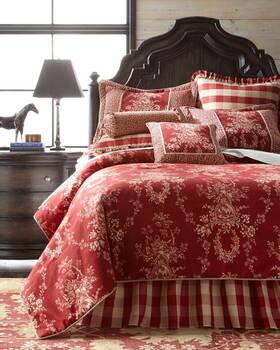 Prod195870144 Sherry Kline Euc 920 Red King French Farmhouse Country Comforter And Pillow Shams