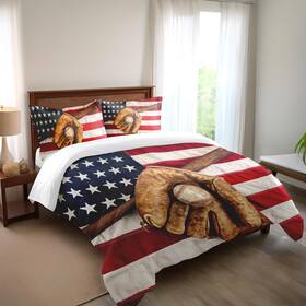 Shompe 745695615695 3d American Flag Baseball Comforter Sets Full Size Boys Sports Bedding