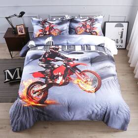 Shompe 745695619426 Dirt Bike Comforter Sets Full Size Racing Motocross Sports Extreme Theme Bedd