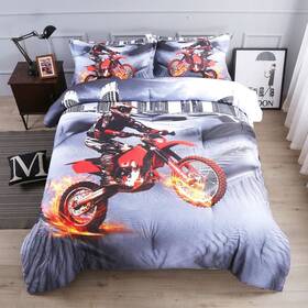 Shompe 745695619433 Dirt Bike Comforter Sets Queen Size Racing Motocross Sports Extreme Theme Bed