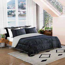 Bd3632174 Shop Lc Homesmart Gray 3 Layer Quilted Microfiber Flannel Sherpa Comforter Set 2 Shams
