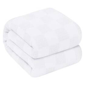K0063 Shuffle Group Inc. 100% Cotton Blanket Size 90 X Inches 350 Gsm Soft Queen White