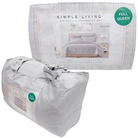Simple Living 885627095178 3pc Full/queen Size Gray/white Textured Stripe Comforter Set