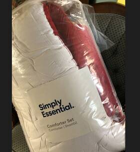Simply Essential 444800797713 Color Block 5-piece Twin/twin Xl Comforter Set In Red/white