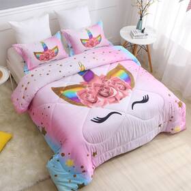 9882-7q Sirdo Unicorn Queen Bedding Sets For Girls Comforter Set Size With 2 Pillowca