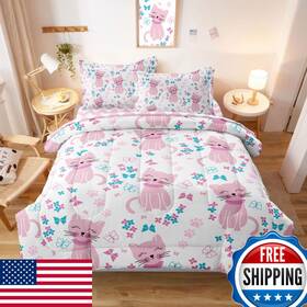 B0cp3l8dw2 Sirdo Kids Cat Bedding Twin Size Bed In A Bag Cute Pink Animal Comforter Set