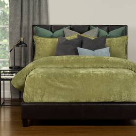 Siscovers 671826125330 Mixology Padma 9 Piece Bed Cap Comforter Set With Sewn Olive Queen