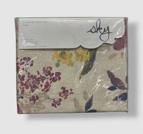 Sky 194145660035 Beige 300 Thread Count Harper Floral Comforter Cover 2pc Set Twin