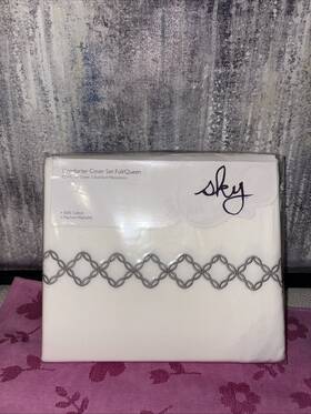 Sky 766380887319 Comforter Cover Set New Full/queen 3 Piece White/grey