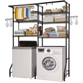 Skyshalo 313098716754 Over Washer And Dryer Storage Shelves 6 Tiers Laundry Room Drying Rack With Han