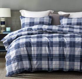 Sleepbella 971740964379 Queen Size Down Alternative Comforter Set - 600 Thread Count Navy Plaid 3pcs