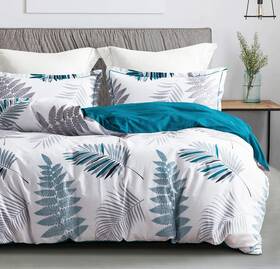 Aw23fbk Sleepbella Cotton King Size Comforter 600 Thread Count Blue Floral With Khaki And Grey