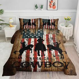Smell Sunshine 711181248548 Western Cowboy Comforter Set American Flag Printed Bedding With 1