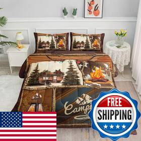 B0csclj1wg Smell Sunshine Camping Cabin Comforter Set For Kids Teensoutdoor Adventure