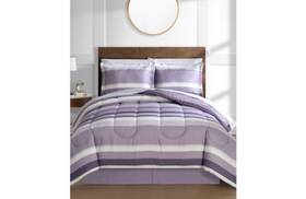 19154329  Solid Austin Stripe Reversible 8 Pcs Queen Comforter Set Lavender