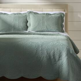 Bh8444409622-01  Solid Cotton Quilt Full-queen Green Appeals To Adult And Teen